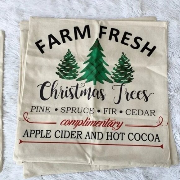 NWT Set of 4 Christmas Boho Rustic Home Day Throw Farm Burlap Pillows 18”x18” - Picture 3 of 8